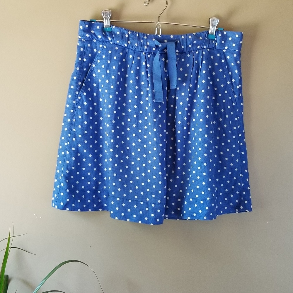 NWOT J. Crew Blue and White Polka  Dot Skirt